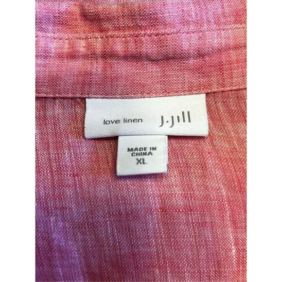 J.Jill woman’s XL 100% linen heathered pink long sleeve coastal beachy blouse - Picture 10 of 10